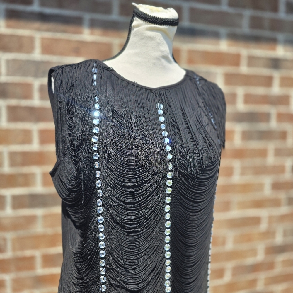 Fringe Flapper Dress With Crystals - Picture 9 of 10